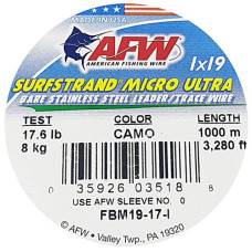 Поводковый материал AFW Surflon Micro Ultra 1х19, 17lb/8кг, 1000м, 19-жильный