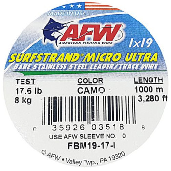 Поводковый материал AFW Surflon Micro Ultra 1х19, 17lb/8кг, 1000м, 19-жильный