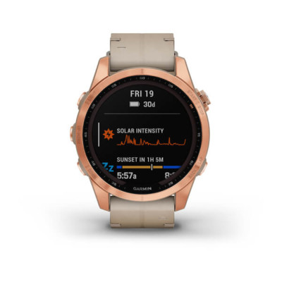 Смарт-годинник Garmin Fenix 7S, Sapphire Solar Edition, Rose Gold & Limestone 