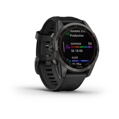 Смарт-годинник Garmin Fenix 7S, Sapphire Solar Edition, Carbon Gray DLC & Black