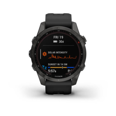 Смарт-годинник Garmin Fenix 7S, Sapphire Solar Edition, Carbon Gray DLC & Black