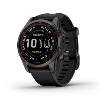 Смарт-годинник Garmin Fenix 7S, Sapphire Solar Edition, Carbon Gray DLC & Black