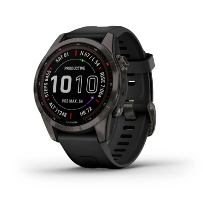Смарт-годинник Garmin Fenix 7S, Sapphire Solar Edition, Carbon Gray DLC & Black