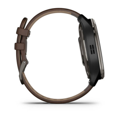 Смарт-годинник Garmin Venu 2 Plus, Slate Stainless Steel & Black, Leather