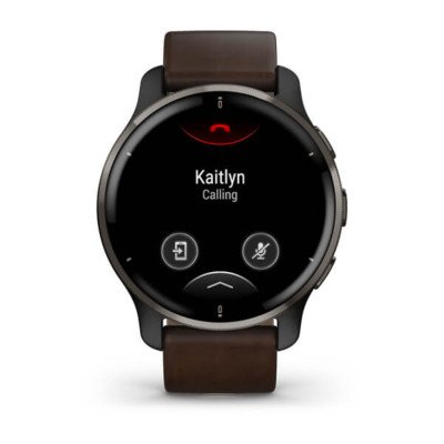 Смарт-годинник Garmin Venu 2 Plus, Slate Stainless Steel & Black, Leather
