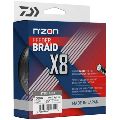 Шнур Daiwa N`Zon X8 300м 0.12мм Steel Grey