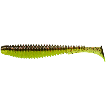 Силикон FishUp U-Shad 4" #203 Green Pumpkin/Flo Chartreuse