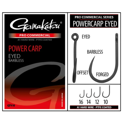 Крючок GAMAKATSU COARS PRO-C POWERCARP EYED A1 PTFE BL № 12, 10шт
