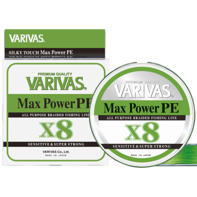 Шнур Varivas Max Power PE X8 150м 0.12мм #0.6 Lime Green