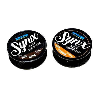 Поводковый материал KRYSTON Synx Stiff Coated Braid 20 lb, 20 м Gravel Brown