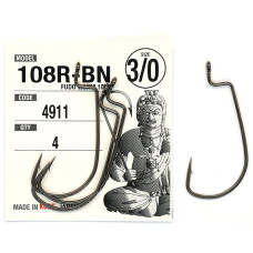 Офсетний гачок Fudo Worm 108R Black 3/0 (4 шт.) (FHBN49113/0)