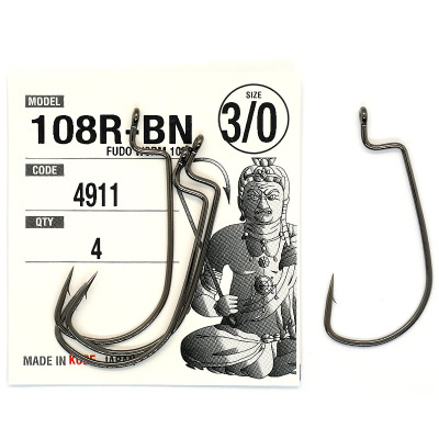 Офсетний гачок Fudo Worm 108R Black 3/0 (4 шт.) (FHBN49113/0)