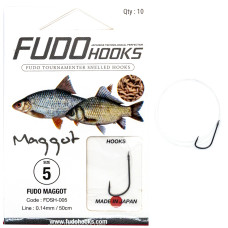 Гачки з повідцями Fudo Maggot Black 5 0.14mm 50cm (10 шт.) (FHBNSH0055)