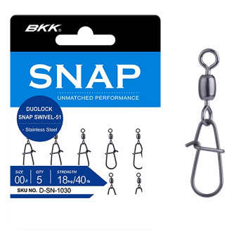 Застежка с вертлюгом BKK Duolock Snap Swivel-51 #00 (D-SN-1030)