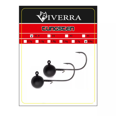 Джигголівка вольфрам Viverra 10,6g #1/0 Black (2шт) (38TBJ10)