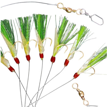 Морський монтаж Fladen Sabiki rig yellow/green. 7 hooks size 4. (17-1904)