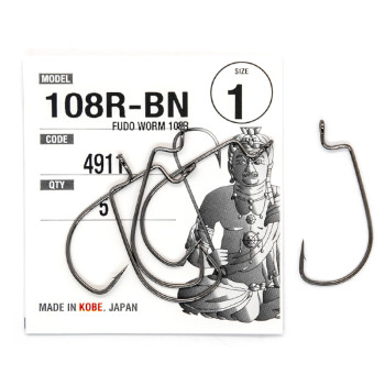 Офсетный крючок Fudo Worm 108R Black 1 (5 шт.) (FHBN49111)