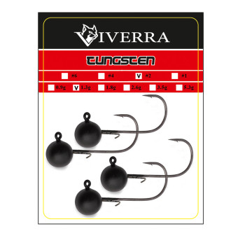 Джигголовка вольфрам Viverra 1,3g #2 Black (4шт) (364TBJ02)