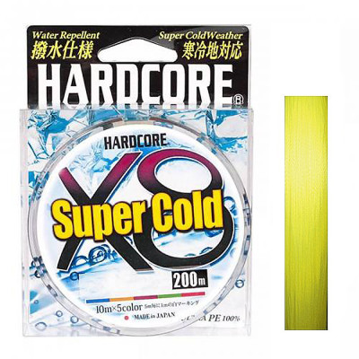 Шнур Duel Hardcore Super Cold X8 200m Hi-Vis Yellow 16.0kg 0.24mm #2.0 (H4484-Y)