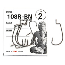 Офсетний гачок Fudo Worm 108R Black 2 (5 шт.) (FHBN49112)