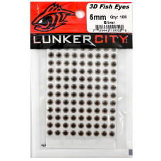 Очі Lunker City Real Fish Eyes 3D 3mm 108шт. #Silver (10050)