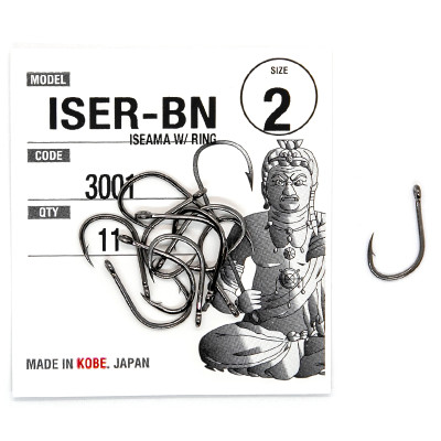 Крючки Fudo Iseama W/Ring Black 1/0 (9 шт.) (FHBN30011/0)