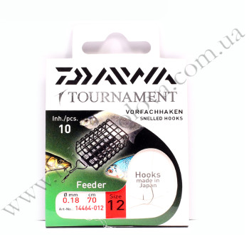 Гачки з повідцем Daiwa Tournament Feeder Hook №12 0.18mm 70cm 10pcs (14464-012)