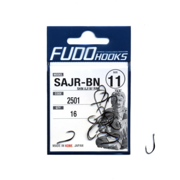 Гачки Fudo Shin-Aji W/Ring Black 11 (16 шт.) (FHBN250111)