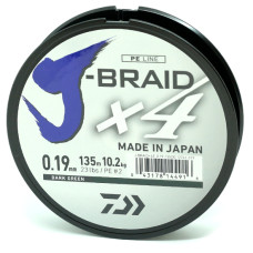 Шнур Daiwa J-Braid X4E 135m Dark Green 10.2kg 0.19mm #2.0 (12741-019)