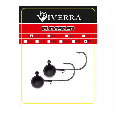 Джигголівка вольфрам Viverra 7,2g #2/0 Black (2шт) (14TBJ20)