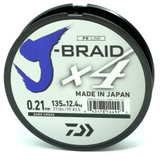 Шнур Daiwa J-Braid X4E 135m Dark Green 12.4kg 0.21mm #2.5 (12741-021)