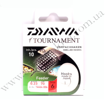 Гачки з повідцем Daiwa Tournament Feeder Hook #6, 70см, 0,23мм (14464-006)