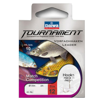 Гачки с повідцем Daiwa Tournament Competition Silver №12 0.14mm 40cm 10pcs (14457-012)