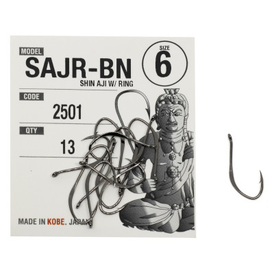Гачки Fudo Shin Aji W/Ring Black 6 (13 шт.) (FHBN25016)