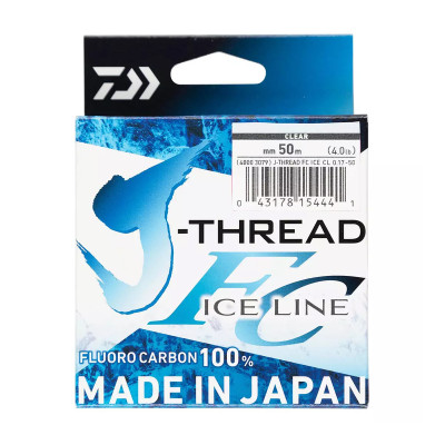 Флюорокарбон Daiwa J-Thread Fluorocarbon Ice Line 50m 2.6kg 0.19mm #Natural Clear (4000 3080)
