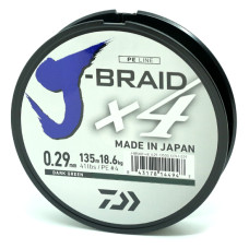 Шнур Daiwa J-Braid X4E 135m Dark Green 18.4kg 0,29mm #4.0 (12741-029)