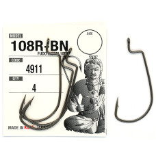 Офсетний гачок Fudo Worm 108R Black 1/0 (4 шт.) (FHBN49111/0)