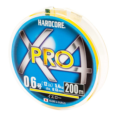 Шнур Duel Hardcore X4 PRO 200m Yellow 5.4kg 0.13mm #0.6 (H3865-Y)