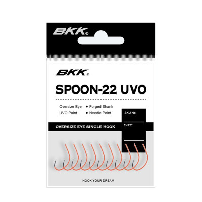Гачок BKK для блешень Spoon-22 UVO #1/0 (A-ES-8158)