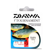 Гачок с повідцем Daiwa Tournament Roach Silver №12 0.14mm 60cm 10pcs (14458-012)