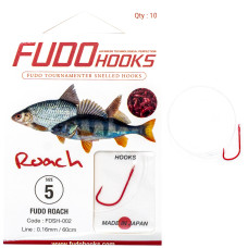 Гачки з повідцями Fudo Roach Red 5 0.16mm 60cm (10 шт.) (FHRDSH0025)